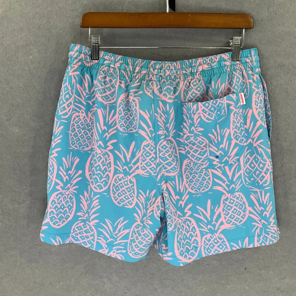 Chubbies Men's Swim Trunks Shorts Pineapple Print Blue‎ Pink Large L
